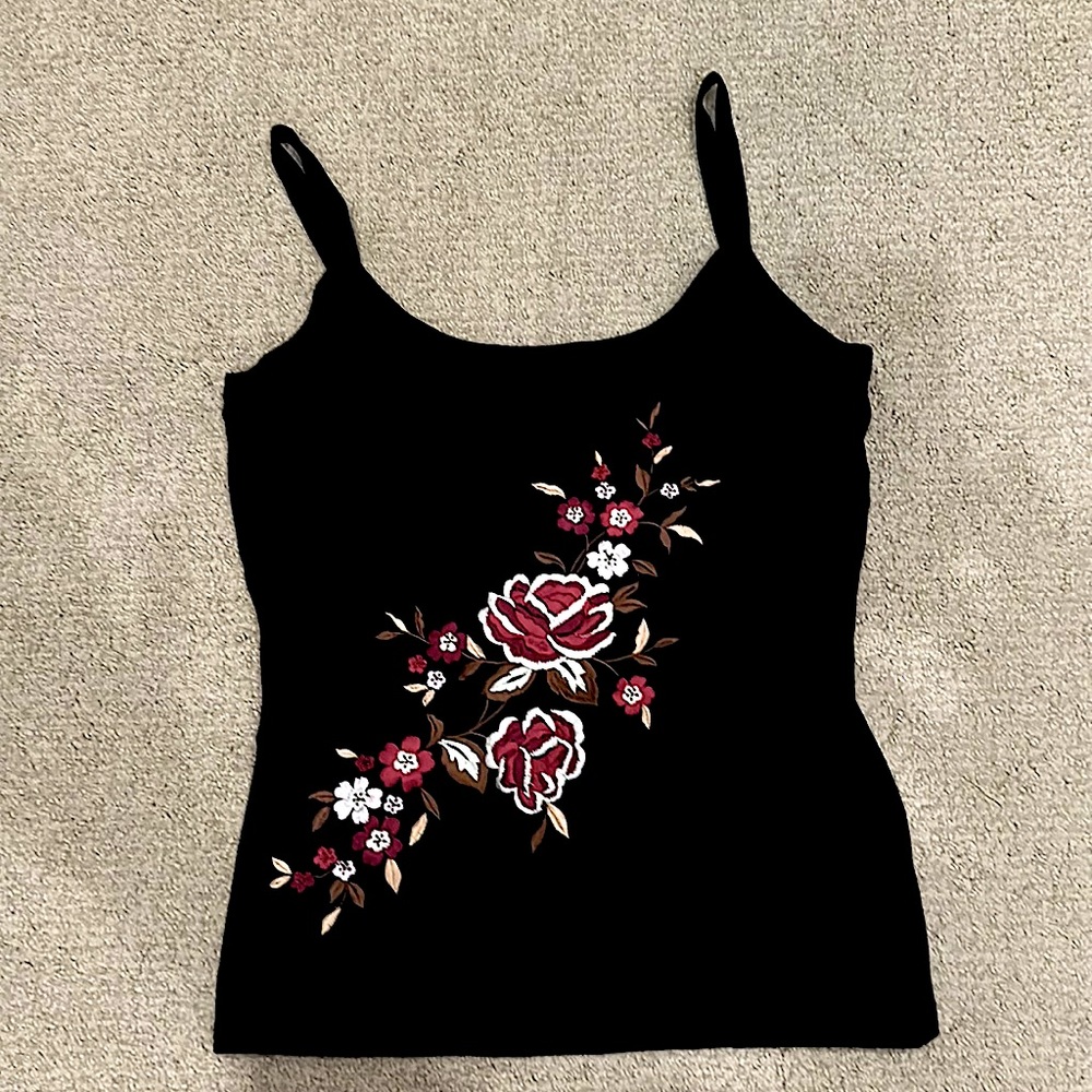 INC International Concepts Silk Nylon Embroidered Top